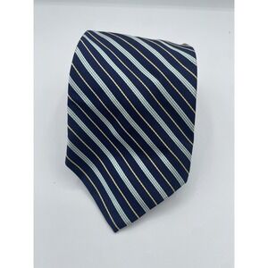 Brooks Brothers Stain Resistant‎ Blue Gold Striped Silk Tie 3.75"